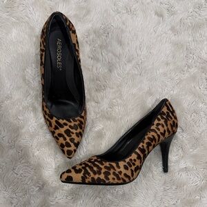 Aerosoles leopard print calf hair pumps pointed toe stiletto heel Womans 6.5